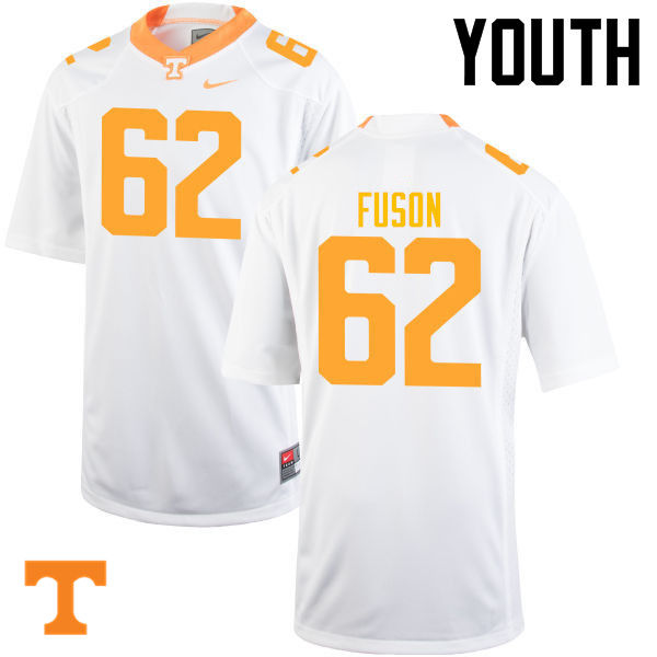 Youth #62 Clyde Fuson Tennessee Volunteers College Football Jerseys-White - Click Image to Close